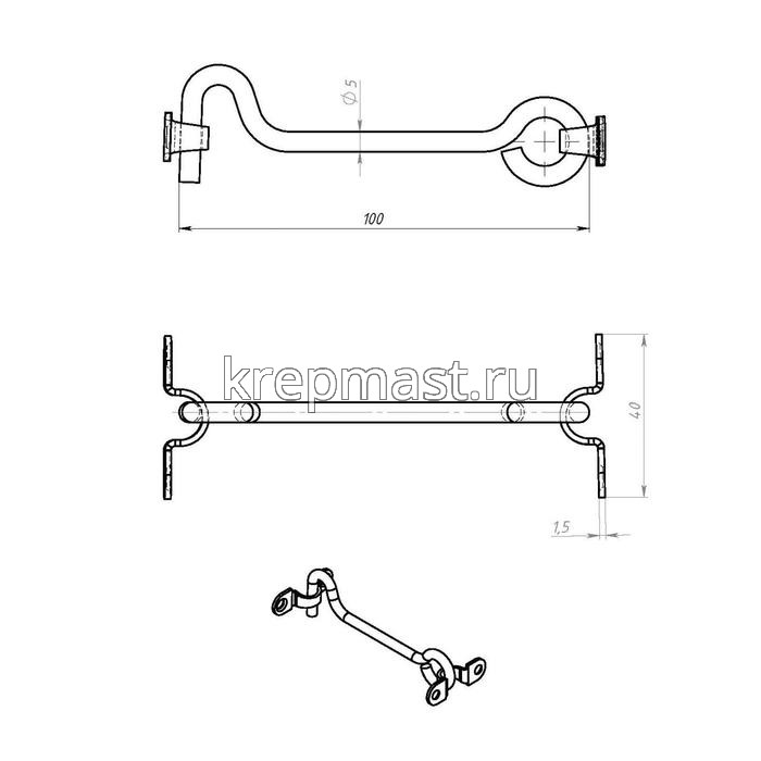 Крючок ветровой КР-100 цинк Кунгур