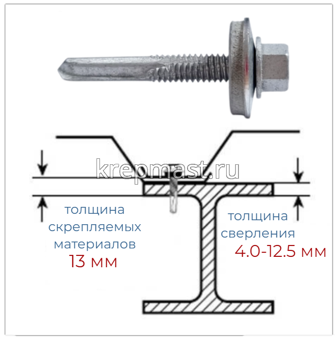 Саморез кровельный 5,5х38 HE5-R-Z19 HARPOON 6-гр. - увел.сверло