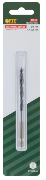 Сверло по дереву 5,0 мм U-образ.хвост.под биту