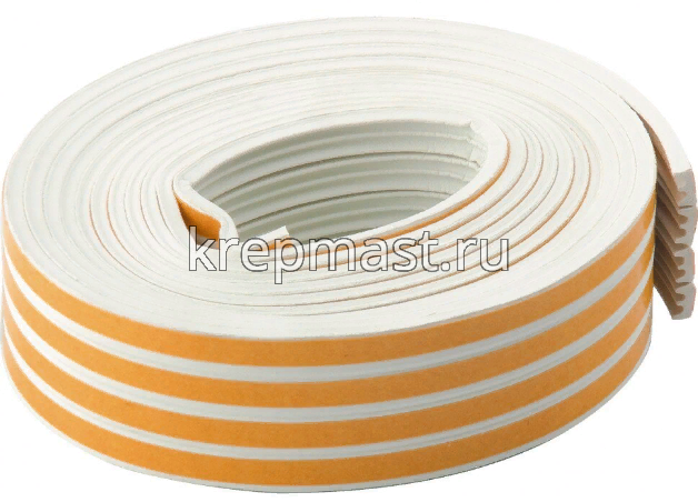 Уплотнитель резиновый 10м Е-профиль самокл. белый