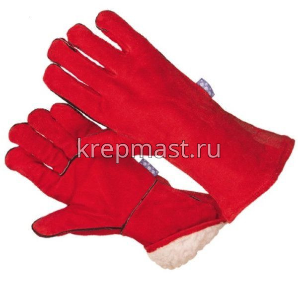 Краги сварщика спилковые пятипалые красные