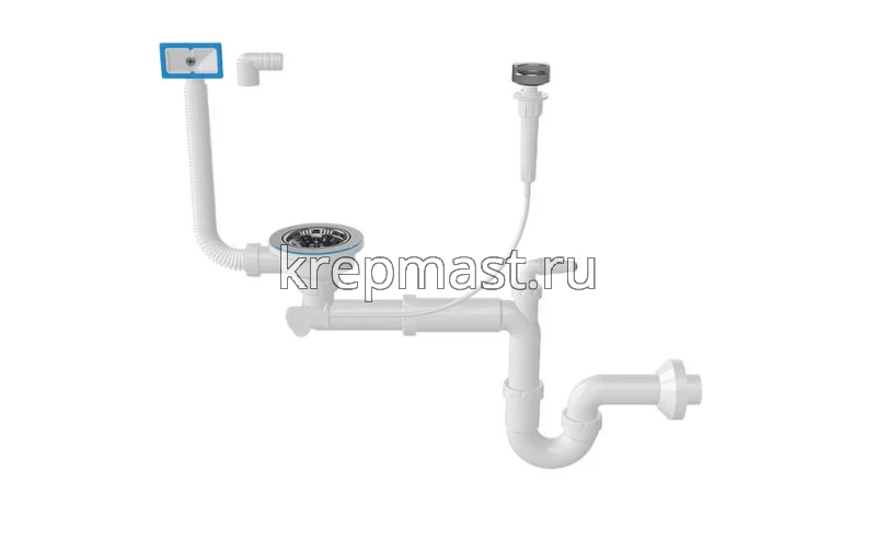 Сифон ZEGOR (М104-9) для кух.мойки 1 1/2*40/50 с круглым переливом, выпуск 3 1/2
