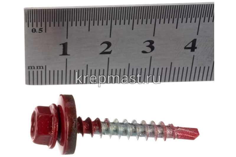 Саморез д/кровли краш. 4,8х35(38) RAL 3011/RR29