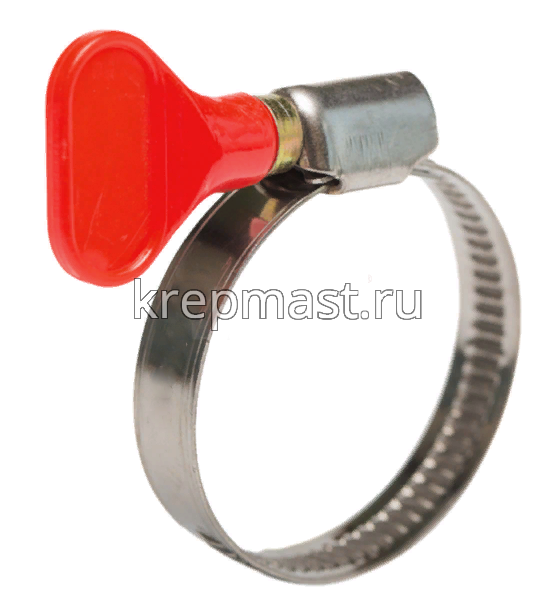 Хомут червячный (ленточный) с КЛЮЧОМ (барашек)