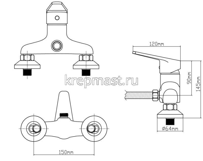 Смеситель д/ванны B8282-4А латунь