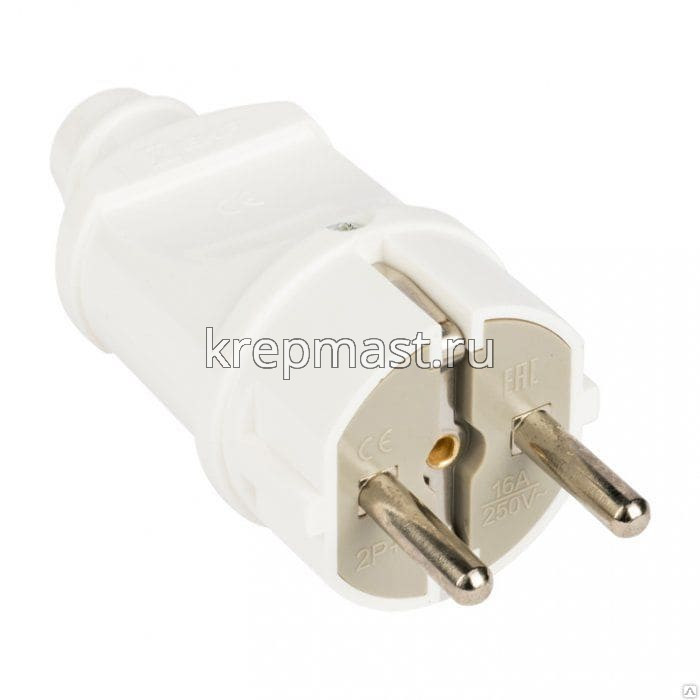 Вилка штепс. прямая с/з 16А белая